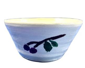 Small Hand Made Studio Pottery Bowl - Olive Branch Design
