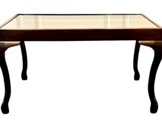 Queen Anne Style Coffee Table With Glass Top