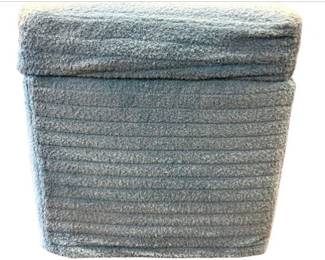 Lidded Storage Stool With Blue Terrycloth Covering