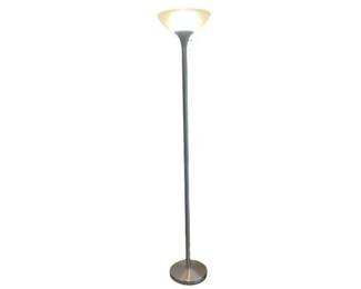 Modern Chrome Torchiere Floor Lamp With Frosted Glass Shade