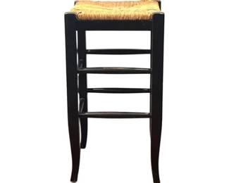 Black Wood Counter Height Stool With Rush Seat