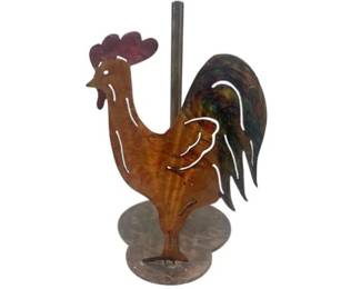 Rustic Metal Rooster Paper Towel Holder