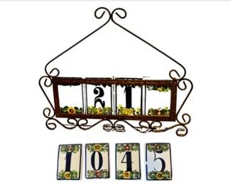 Street Address Sign With Ceramic Numbers 0, 1, 2, 4, 5