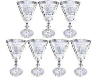 Set Of 7 Mid Century Cut Glass Glasses