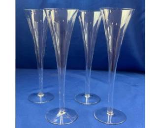 Four Hollow Stem Champagne Flutes