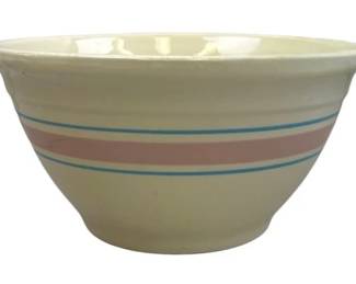 Vintage McCoy #10 Mixing Bowl, Blue And Pink Stripe