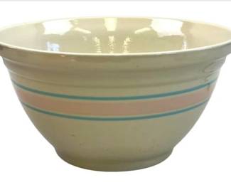 Vintage McCoy #12 Mixing Bowl, Blue And Pink Stripe