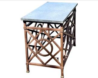 Neoclassical Style Wrought Iron Console Table With Granite Top