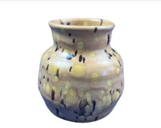 Vintage Studio Pottery Speckled Glaze Vase - 5 Inch Width, 5 Inch Height