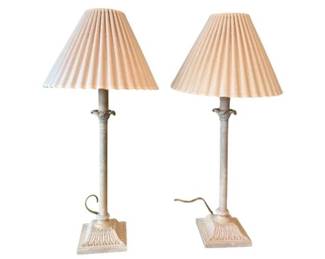 Pair Of Metal Lamps - Acanthus Leaves Design