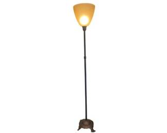 Torchiere Metal Floor Lamp With Frosted Glass Shade And Dimmer