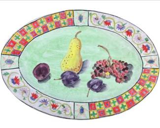 Papier Mache Decorative Hand Painted Platter - 23 Inch