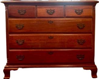 Vintage Solid Mahogany 6 Drawer With Chippendale Style Hardware