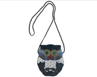 Adorable Beaded Owl Purse With Beaded Shoulder Strap