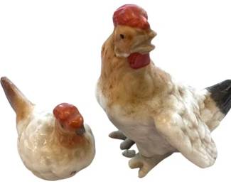 Miniature Porcelain Figures - Rooster & Chicken