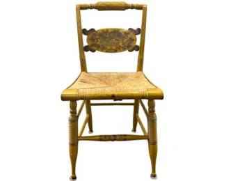 Vintage Hitchcock Accent Or Desk Chair With Rush Seat