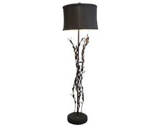 Rustic Metal Branch Floor Lamp With Drum Shade