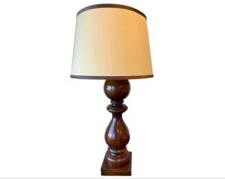Carved Wooden Table Lamp - 30 Inches Tall
