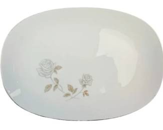 Noritake Rosay China Platter - 13.25 Inch - Slightly Scratched Silver Edges
