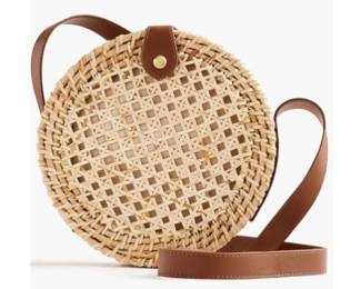 New! J. Crew Round Rattan Crossbody Bag