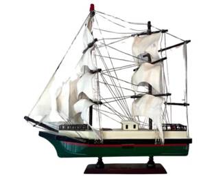 Wooden Tall Ship Boat Model On Attached Stand