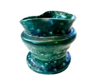 Vintage Studio Small Pottery Crock With Speckled Green Glaze