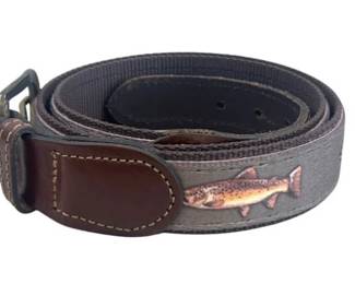 Leather Belt With Trout Design - Size 34