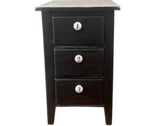 Black 3 Drawer Bedside Table With Numbered Knobs