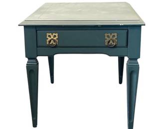 Teal Painted Side Table With Drawer