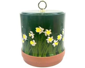 Mid Century Ice Bucket With Daffodil Design