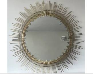 Starburst Round Mirror Gold Metal Rays