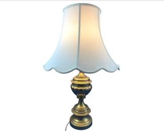 Brass Lamp & Scalloped Border Fabric Shade