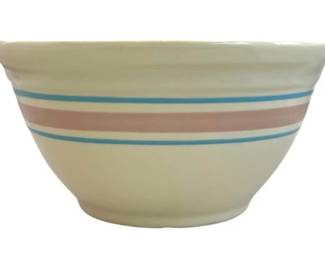 Vintage McCoy #12 Mixing Bowl, Blue And Pink Stripe