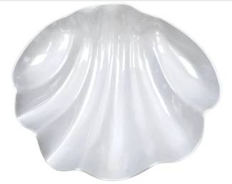 Vintage 12 inch White Melamite Clam Shell Serving Bowl