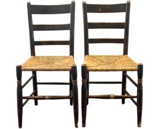 Antique Ladder Back Chairs With Rush Seats