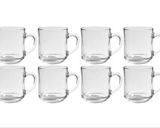 Set Of 8 Glass Coffee Mugs