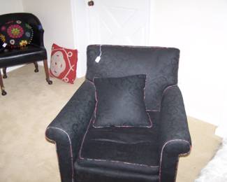 BLACK ARMCHAIR--ONE OF A PAIR