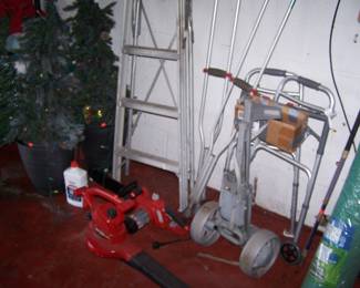 LADDER, LEAF BLOWER & HOLIDAY TREE