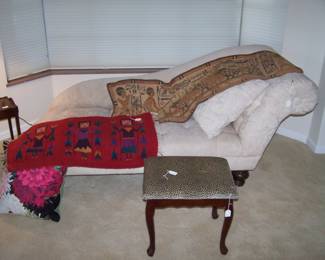 OFF-WHITE CHAISE, TAPESTRY & WALL HANGING