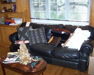 LEATHER SOFA & COFFEE TABLE