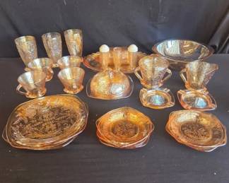 Collection Of Vintage Jeannette Glass Floragold Pattern