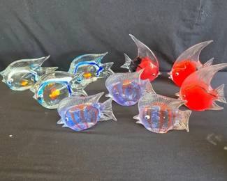 Collection Of Murano Style Blown Glass Tropical Fish