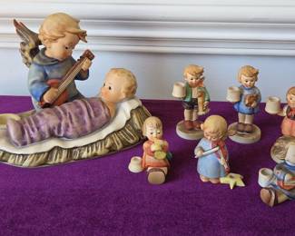 Goebel M.I Hummel Heaven Lullaby Candle Holders And 6 Mini Hummel Candle Holders