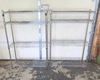 Pair Of 4 Tier Chrome Wire Shelving Units