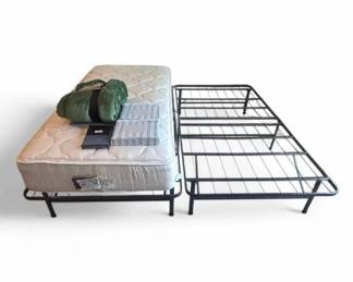 Pair Of Twin Size Foldable Bed Frames, Mattress And Linens