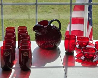 Vintage Anchor Hocking Royal Ruby Red Glasswear