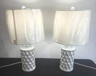 Pair Of Scalloped Modern Coastal Table Lamps