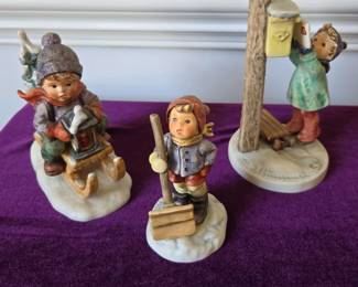 Hummel Figurines Ride Into Christmas, Let It Snow And Letter To Santa