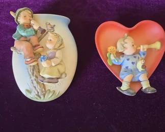 Vintage Collectible Goebel Hummel Wall Pocket Vase And Wall Plaque