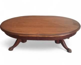 Solid Wood Victorian Style Coffee Table With Glass Top